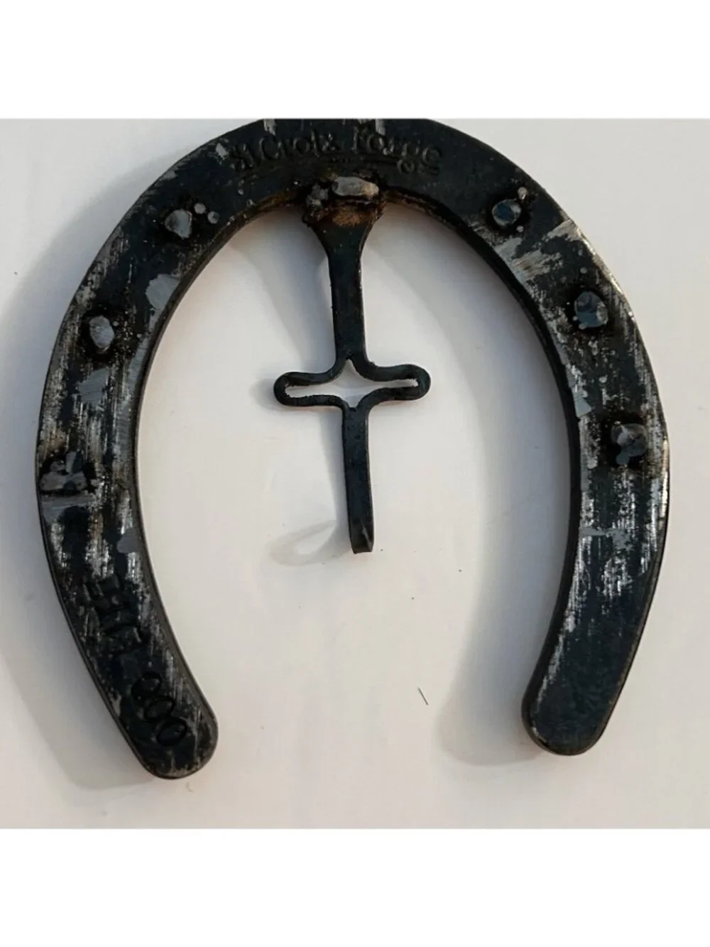 Vintage St. Croix Forge 000 Lite Horseshoe Cross Wall Hanging Decor Equestrian